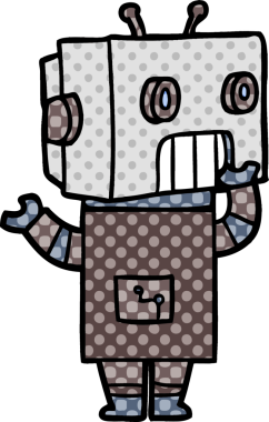 Bir insan tarafından çizilmiş çizgi film robotu