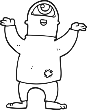 Bir insan tarafından çizilmiş cadılar bayramı canavarı çizgi filmi.