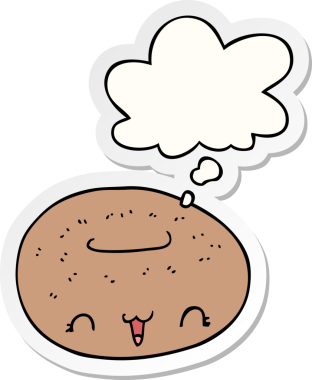 Bir insan tarafından çizilmiş, düşünce baloncuklu tatlı çörek.