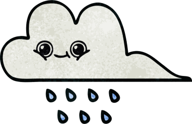 Bir insan tarafından çizilmiş yağmur bulutunun retro grunge desen karikatürü