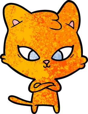 Bir insan tarafından çizilmiş sevimli çizgi film kedisi.