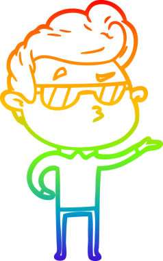 Gökkuşağı gradyan çizimi. Bir insan tarafından çizilmiş havalı bir adamın çizimi.