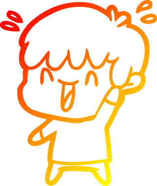 Bir insan tarafından çizilmiş gülen bir çizgi film karakteri çizimi