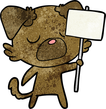 Bir insan tarafından çizilmiş çizgi film köpeği.