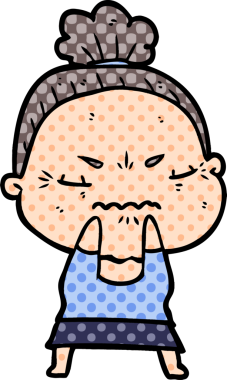 Çizgi film bir insan tarafından çizilmiş yaşlı bir kadın tarafından rahatsız edildi.