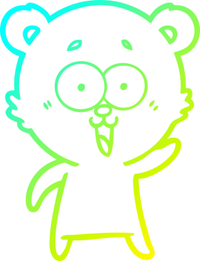 Bir insan tarafından çizilmiş gülen oyuncak ayı çizgi filmi.