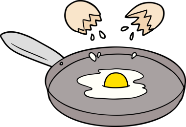 Bir insan tarafından çizilmiş tavada yumurta.