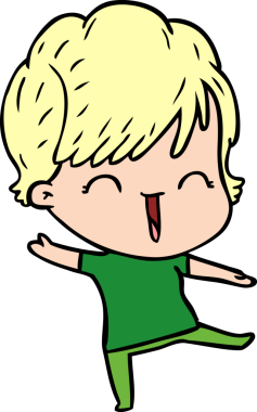 Bir insan tarafından çizilmiş gülen kadın çizgi filmi.