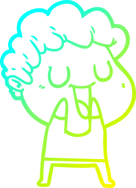 Bir insan tarafından çizilmiş gülen bir çizgi film karakterinin soğuk gradyan çizgisi.