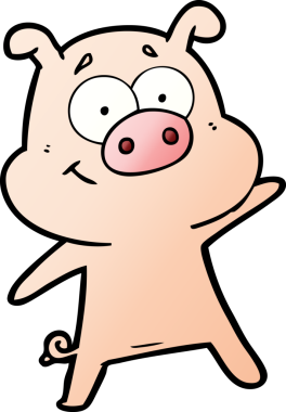 Bir insan tarafından çizilmiş mutlu çizgi film domuzu.