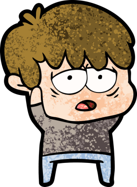 Bir insan tarafından çizilmiş bitkin çocuk çizgi filmi.