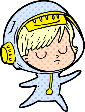 Bir insan tarafından çizilmiş astronot kadın.