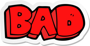 Bir insan tarafından çizilmiş kötü bir çizgi film çıkartması.