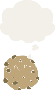 Düşünce baloncuklu çizgi film bisküvisi insan tarafından çizilmiş.