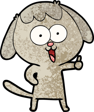 Bir insan tarafından çizilmiş şirin bir çizgi film köpeği.