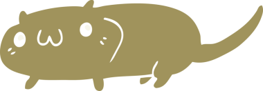 Bir insan tarafından çizilmiş düz renkli çizgi film kedisi