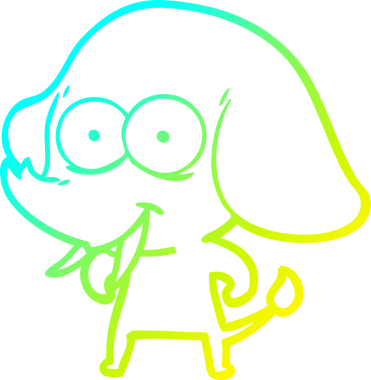 Bir insan tarafından çizilmiş mutlu bir filin soğuk gradyan çizgisi.