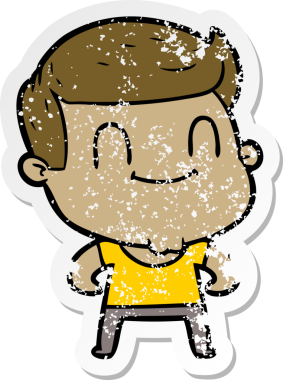 Bir insan tarafından çizilmiş, karikatür dostu bir adamın sıkıntılı çıkartması.