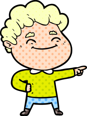 Bir insan tarafından çizilmiş çizgi film dostu bir adam.