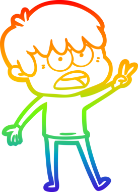 Bir insan tarafından çizilmiş endişeli bir çizgi film çocuğunun çizimi.