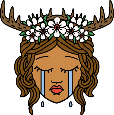 Retro Dövme Tarzı Ağlayan İnsan Druid Bir insan tarafından çizilmiş