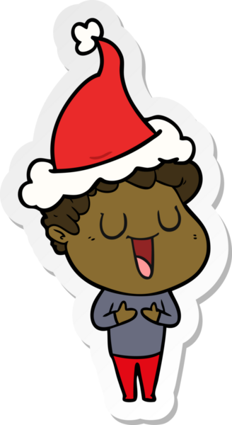 Bir insan tarafından çizilmiş Noel Baba şapkası giymiş bir adamın gülen el yazısı.