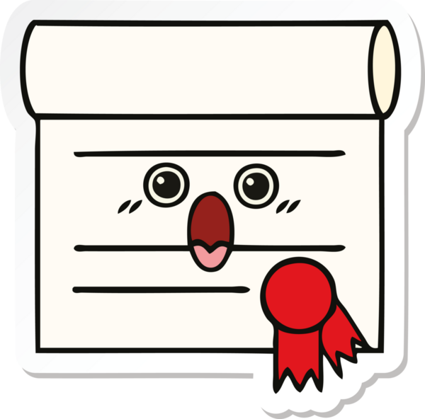 Bir insan tarafından çizilmiş şirin bir karikatür sertifikasının etiketi.