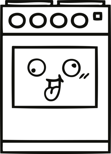 Bir insan tarafından çizilmiş bir mutfak fırınının çizgi çizimi