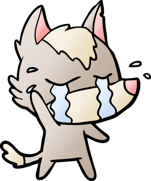 Bir insan tarafından çizilmiş ağlayan kurt çizgi filmi.