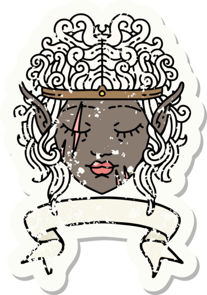 Retro Dövme Tarzı Elf Barbar karakter yüzü Bir insan tarafından çizilmiş pankartıyla