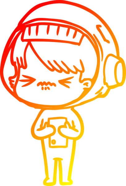 Bir insan tarafından çizilmiş kızgın bir uzay kızının sıcak çizgi çizimi