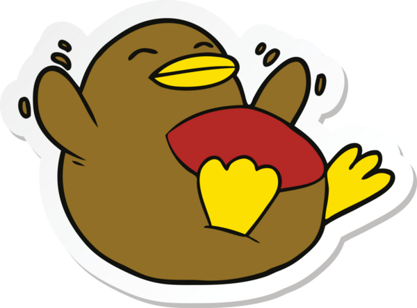 Bir insan tarafından çizilmiş Robin çizgi filminin çıkartması.