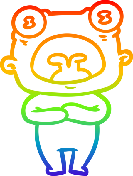 Gökkuşağı gradyanı çizimi bir çizgi film. Bir insan tarafından çizilmiş garip bir uzaylı.