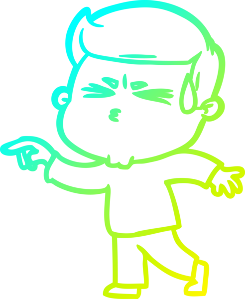 Bir insan tarafından çizilmiş terleyen bir çizgi film karakteri çizimi.