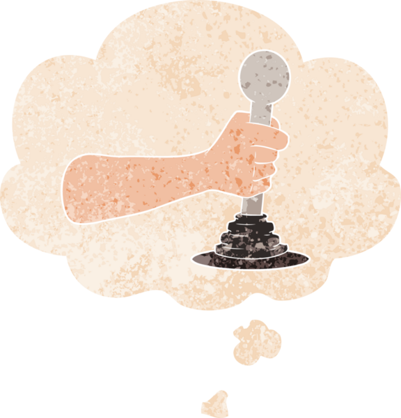 Düşünce baloncuğu ile çizgi el çekme grunge sıkıntılı retro dokuma tarzı bir insan tarafından çizilmiş