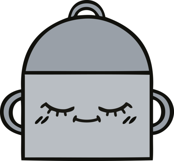 Bir insan tarafından çizilmiş güzel bir yemek tenceresi karikatürü.