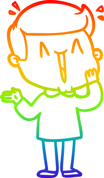 Gökkuşağı gradyanı çizimi bir insan tarafından çizilmiş heyecanlı bir çizgi film