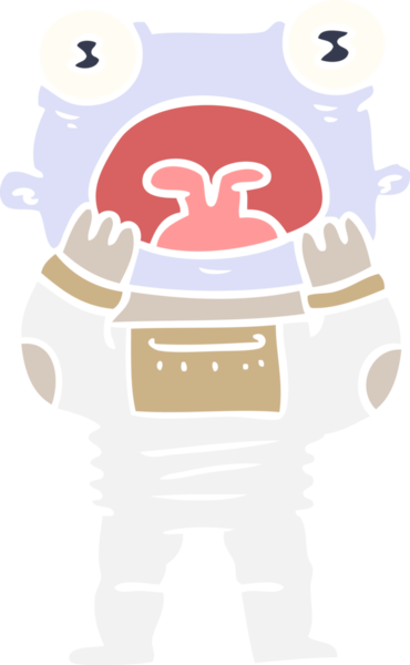 Düz renkli karikatür uzaylı bir insan tarafından çizilmiş şaşkınlık içinde nefes nefese