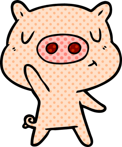 Bir insan tarafından çizilmiş çizgi film içerikli domuz.