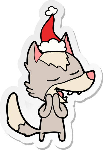 Bir insanın çizdiği Noel Baba şapkasıyla gülen bir kurdun el yazısı.