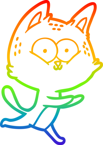 Gökkuşağı gradyan çizgi çizimi Bir insan tarafından çizilen çizgi film kedisi