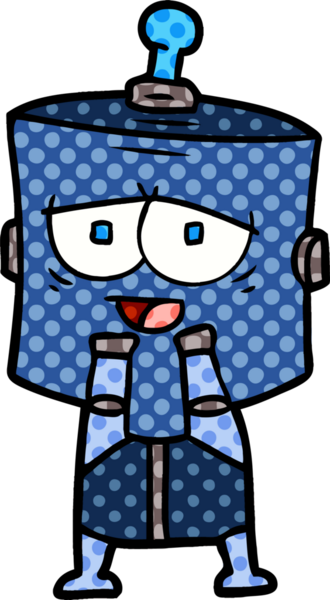 Bir insan tarafından çizilmiş çizgi film robotu