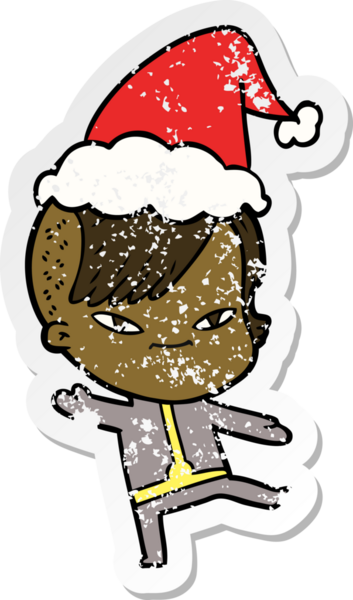 Sevimli bir el çizilmiş. Hipster saç kesimi olan, Noel Baba şapkası takan bir kız çizilmiş. Bir insan tarafından çizilmiş.