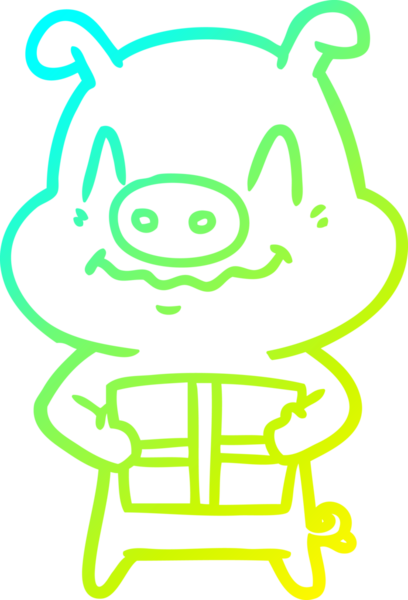 Bir insan tarafından çizilmiş, gergin bir domuz çizgi filmi çizimi.