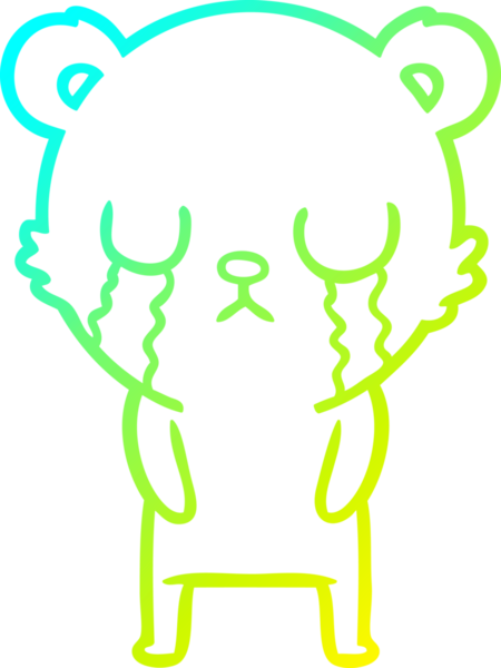 Bir insan tarafından çizilmiş ağlayan kutup ayısı karikatürü.