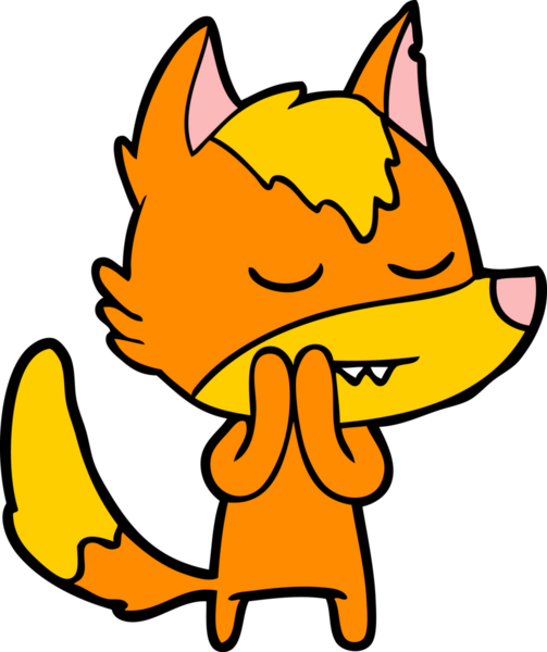 Bir insan tarafından çizilmiş tilki çizgi film karakteri