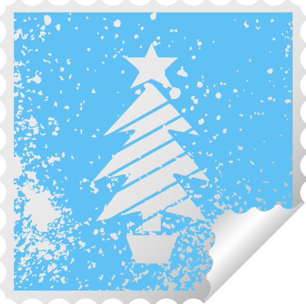 Bir insan tarafından çizilmiş Noel ağacının kareli soyulan çıkartması.