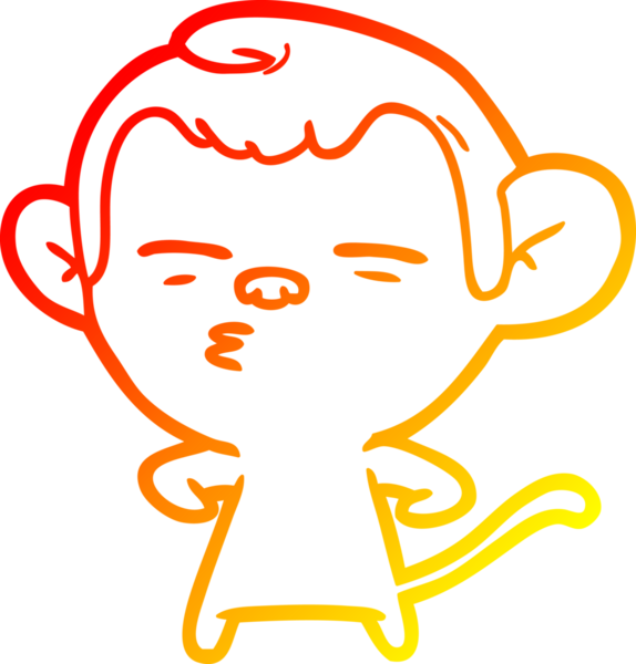 Bir insan tarafından çizilmiş şüpheli bir maymunun sıcak çizgi çizimi