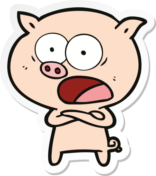 Bir insan tarafından çizilmiş domuz çizgi filmi etiketi.