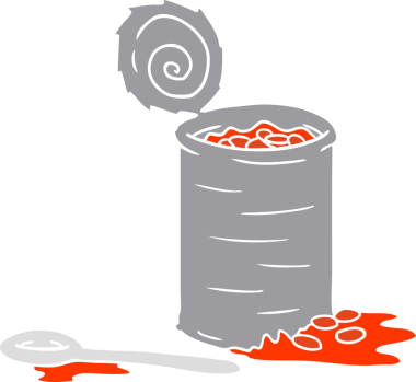 Bir insan tarafından çizilmiş fasulye konservesinin karalaması.